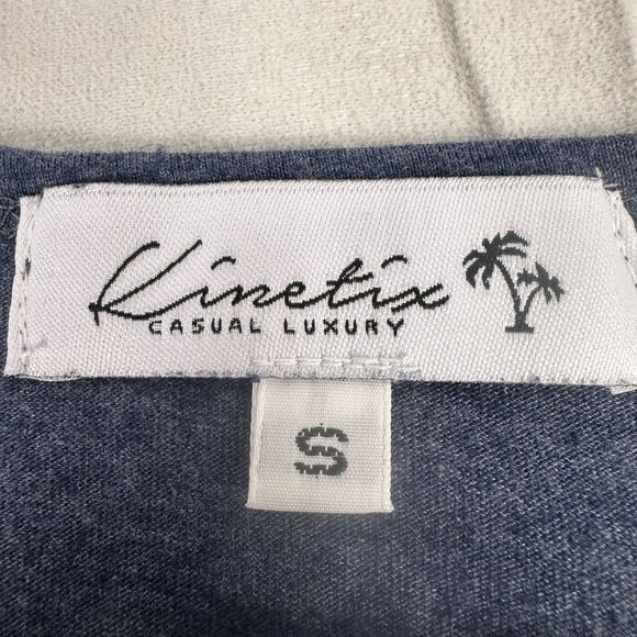 Kinetix Mens Small Navy Heather Long Sleeve Henley Shirt - Picture 3 of 7